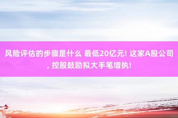 风险评估的步骤是什么 最低20亿元! 这家A股公司, 控股鼓励拟大手笔增执!