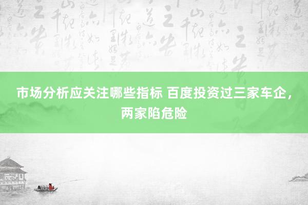 市场分析应关注哪些指标 百度投资过三家车企，两家陷危险