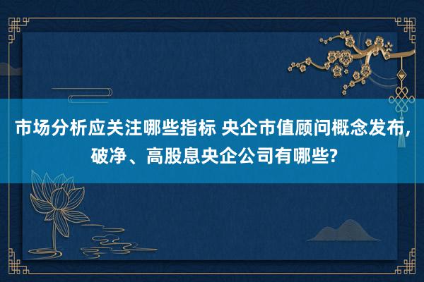 市场分析应关注哪些指标 央企市值顾问概念发布, 破净、高股息央企公司有哪些?