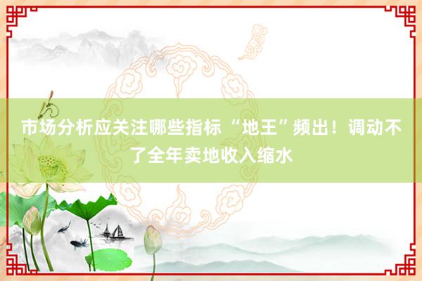 市场分析应关注哪些指标 “地王”频出！调动不了全年卖地收入缩水