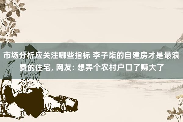 市场分析应关注哪些指标 李子柒的自建房才是最浪费的住宅, 网友: 想弄个农村户口了赚大了