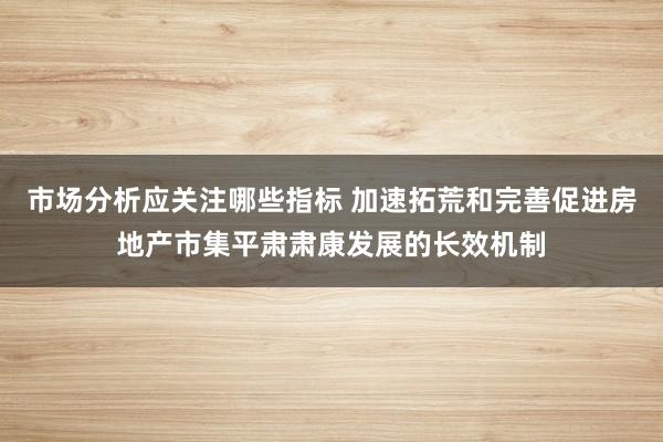 市场分析应关注哪些指标 加速拓荒和完善促进房地产市集平肃肃康发展的长效机制