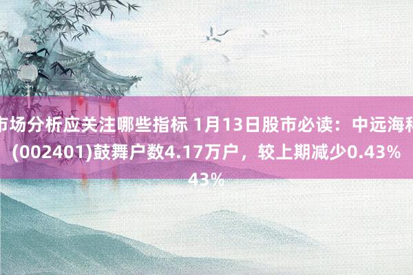 市场分析应关注哪些指标 1月13日股市必读：中远海科(002401)鼓舞户数4.17万户，较上期减少0.43%