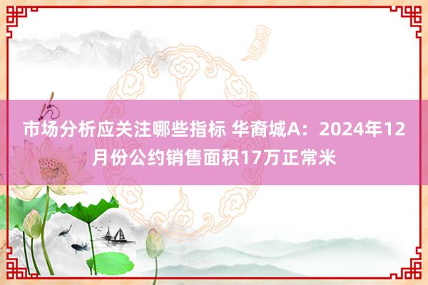 市场分析应关注哪些指标 华裔城A：2024年12月份公约销售面积17万正常米