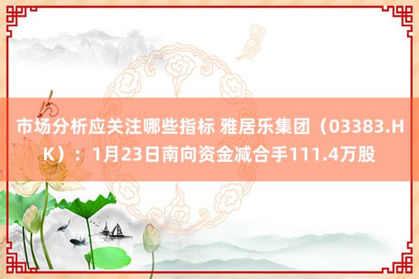 市场分析应关注哪些指标 雅居乐集团（03383.HK）：1月23日南向资金减合手111.4万股