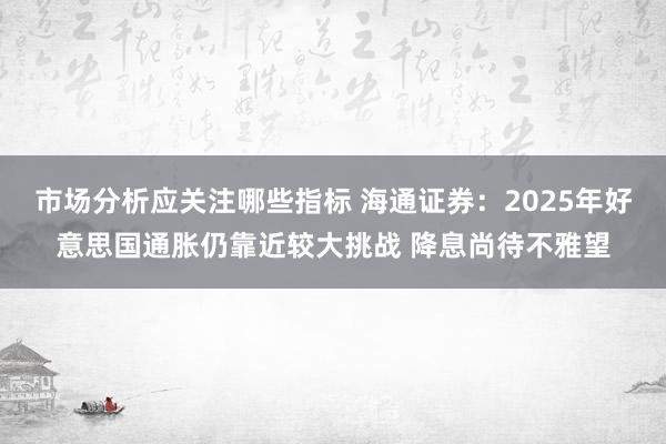 市场分析应关注哪些指标 海通证券：2025年好意思国通胀仍靠近较大挑战 降息尚待不雅望