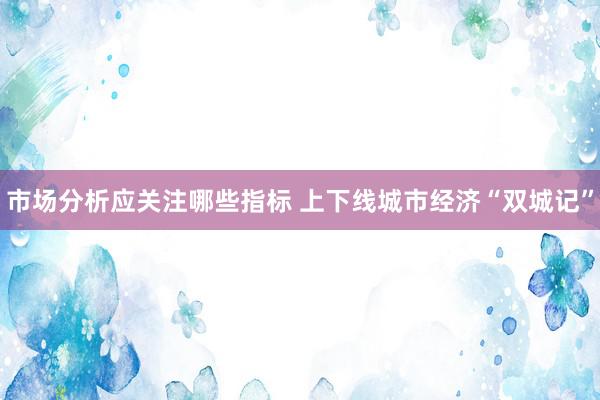 市场分析应关注哪些指标 上下线城市经济“双城记”