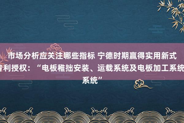 市场分析应关注哪些指标 宁德时期赢得实用新式专利授权：“电板稚拙安装、运载系统及电板加工系统”