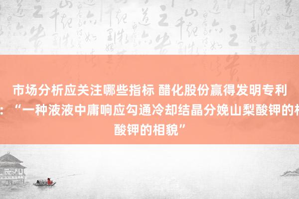 市场分析应关注哪些指标 醋化股份赢得发明专利授权：“一种液液中庸响应勾通冷却结晶分娩山梨酸钾的相貌”